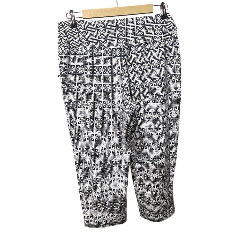 J. McLaughlin Geometric Navy and White  Pants 10 - Picture 2 of 8
